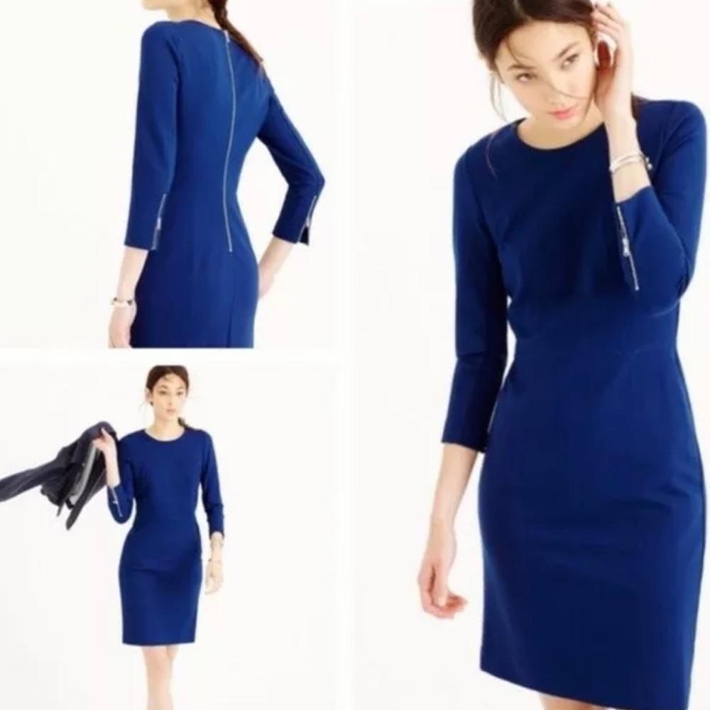 NWT J. Crew Structured 3/4 Zip Sleeve Dress